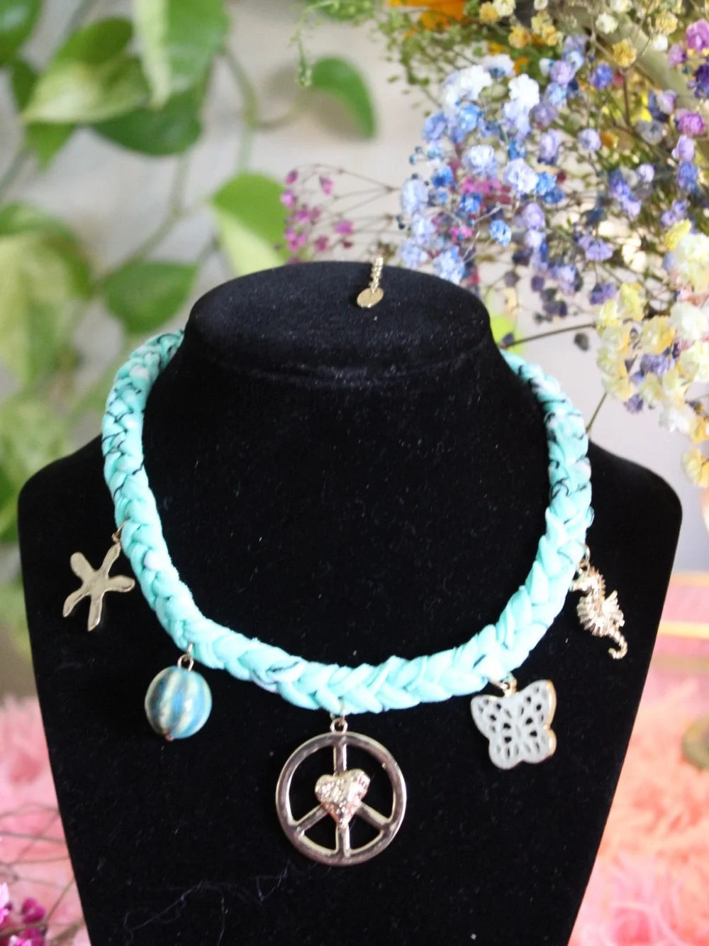 Braided Turquoise Charm Necklace - Free People